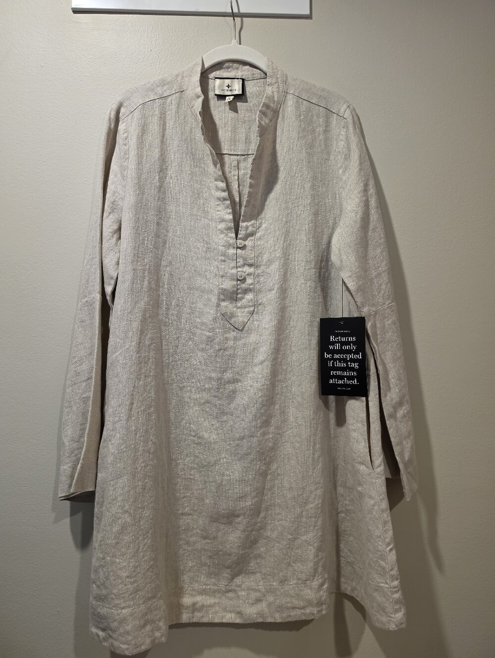 Tuckernuck Tatum Natural Linen Shift Dress Tan Neutral Size M